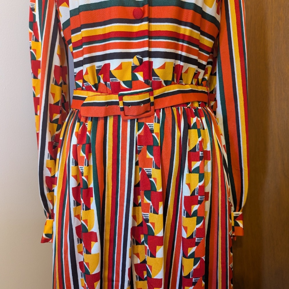 70's Colourful long sleeve dress - Picture 2 of 14